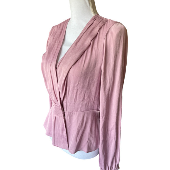 1. State Blouse Top Shirt Size Small Rose Peplum Long Sleeves,Surplice Neck - Picture 3 of 12
